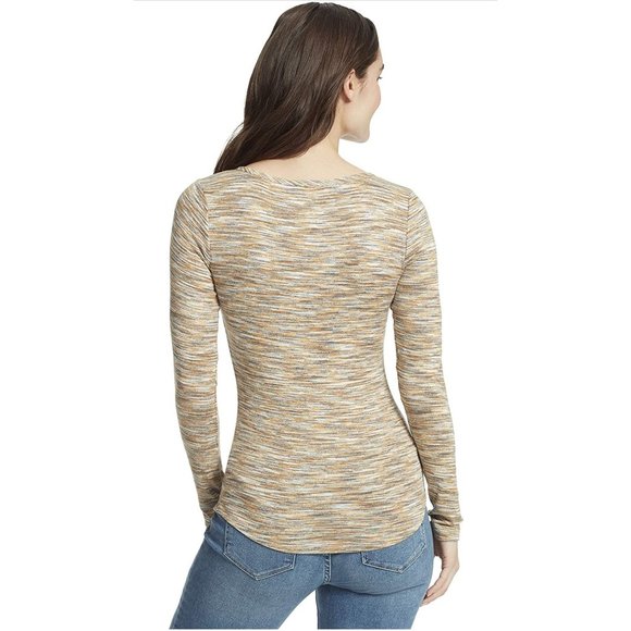 Authentic WilliamRast - SPACE-DYE HENLEY TOP IN HONEY GINGER - NEW WITH TAG - XS - Picture 3 of 4